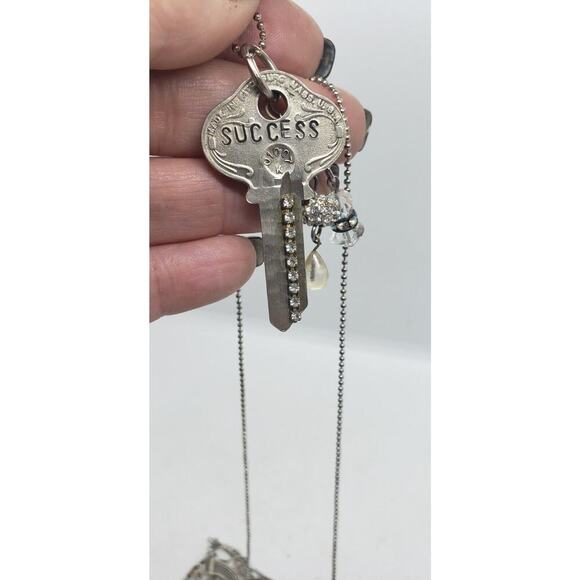 Vintage Key To Success Necklace Hand Stamped Embellished Business College Gift - Picture 13 of 15